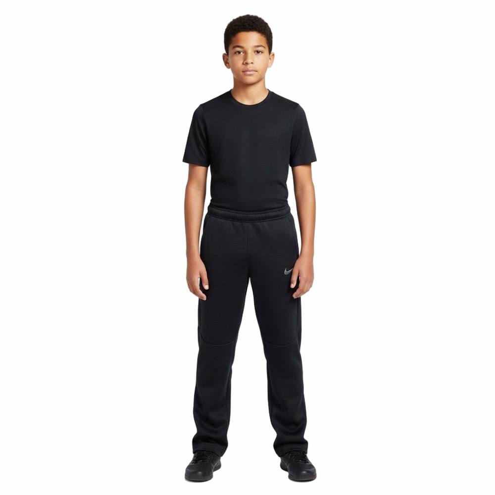 Nike XL Black Polyester Activewear Track Pants Straight Leg Drawstring Waist Boy